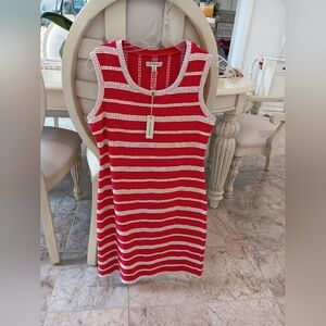 New Designer Max Studio Size XS Red & White Dress